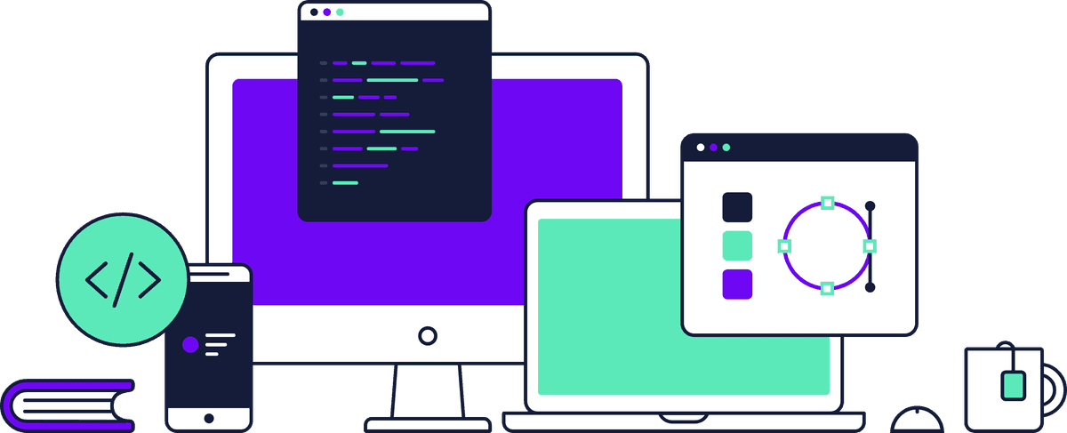 Ilustracao com elementos de tecnologia